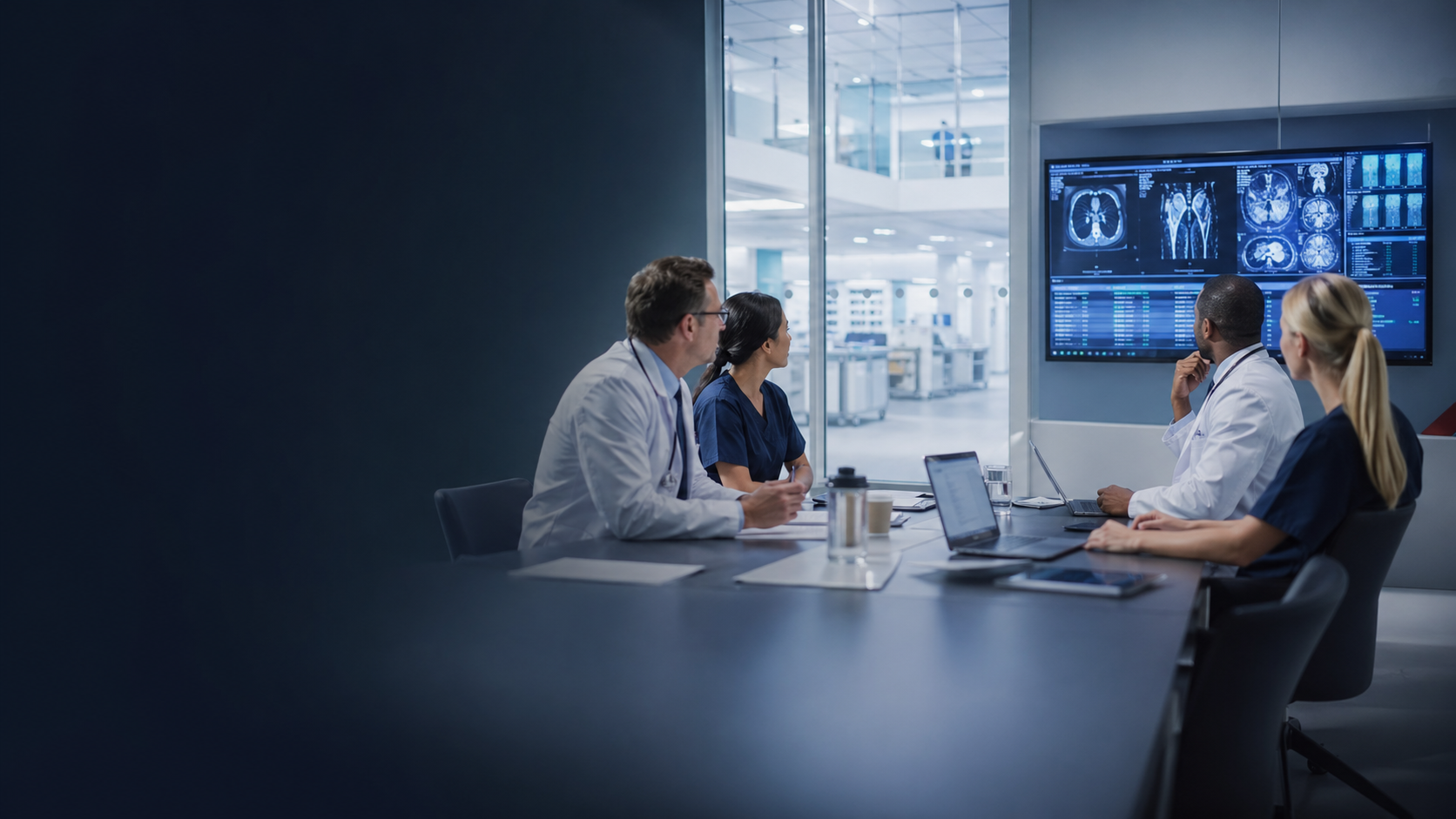 Hospital specialist reviewing prepared digital medical records